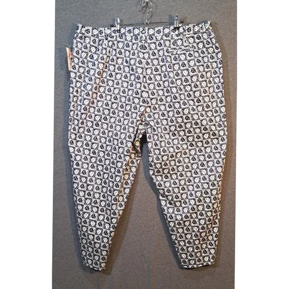 ANNE KLEIN 24W Lion Print Stretch Pants Navy White Business Casual - Picture 2 of 10